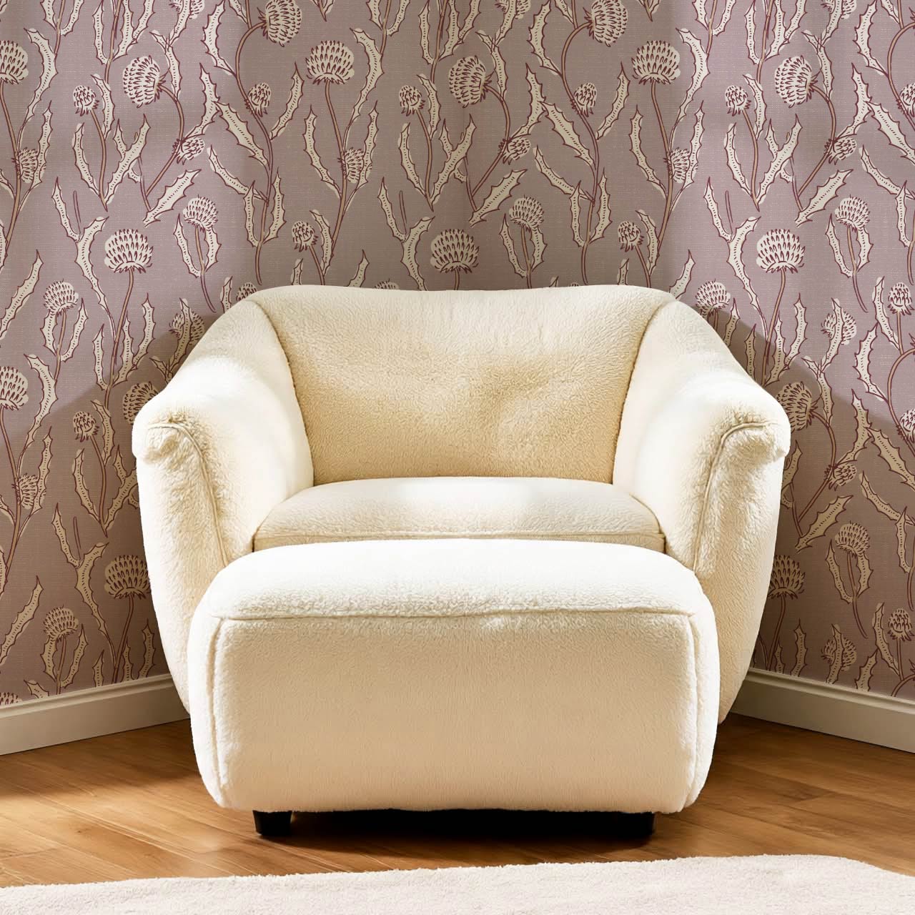 Zara Thistle Blooms Deep Mauve Wallpaper