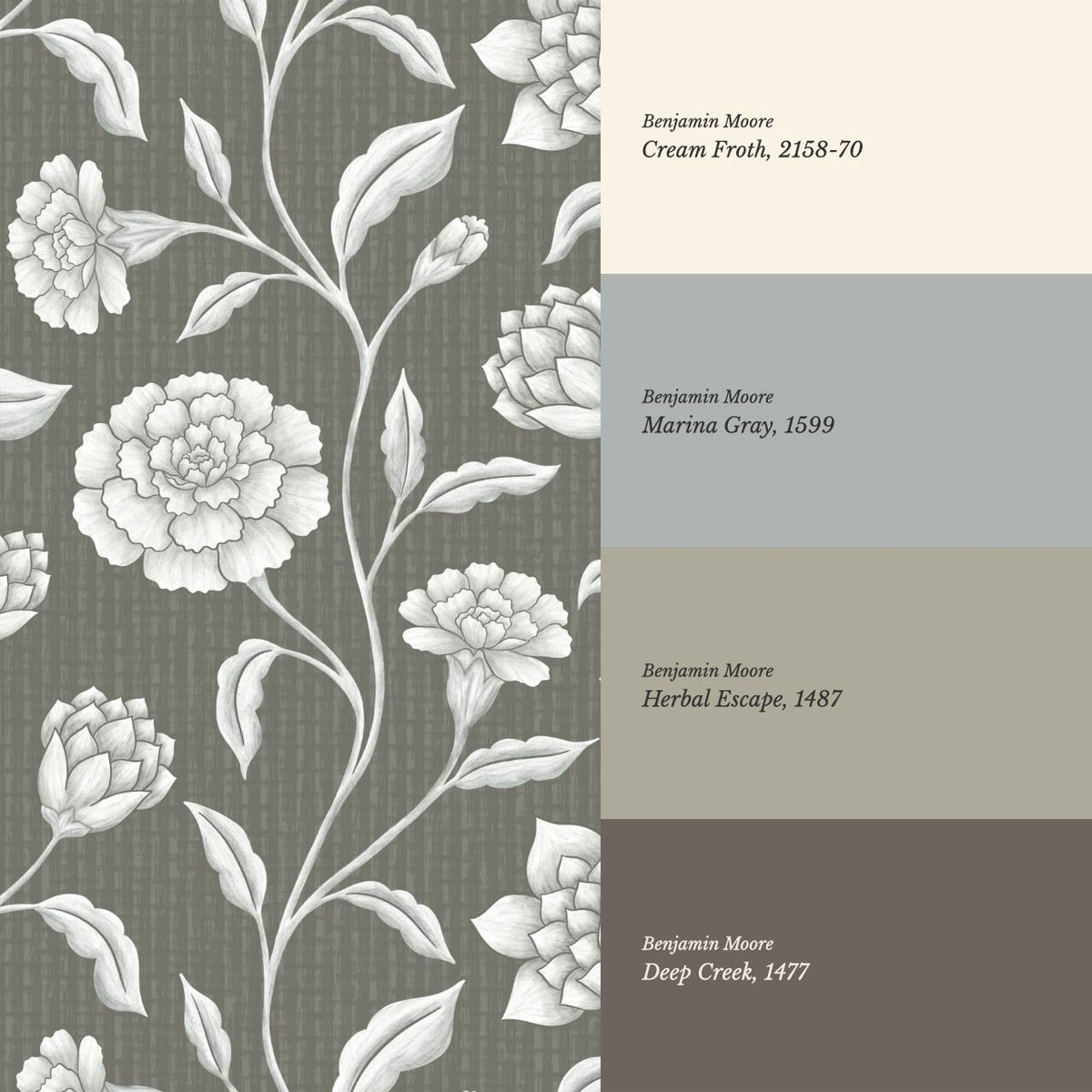 Zayda Bloomery Deep Olive Smoke Wallpaper