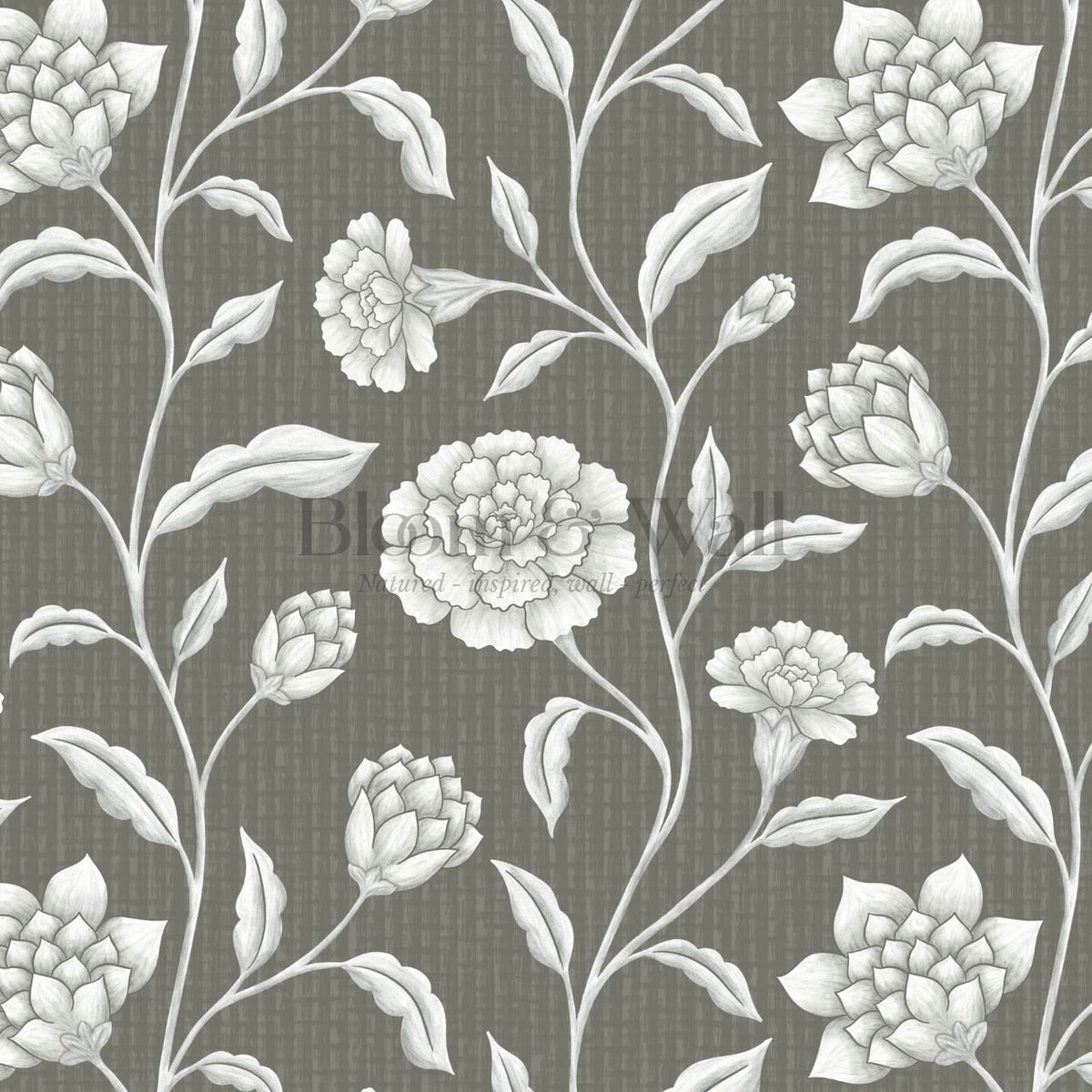 Zayda Bloomery Deep Olive Smoke Wallpaper
