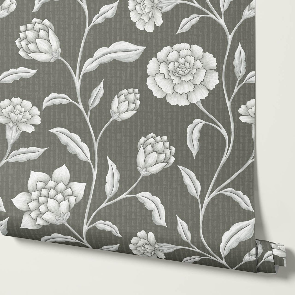 Zayda Bloomery Deep Olive Smoke Wallpaper