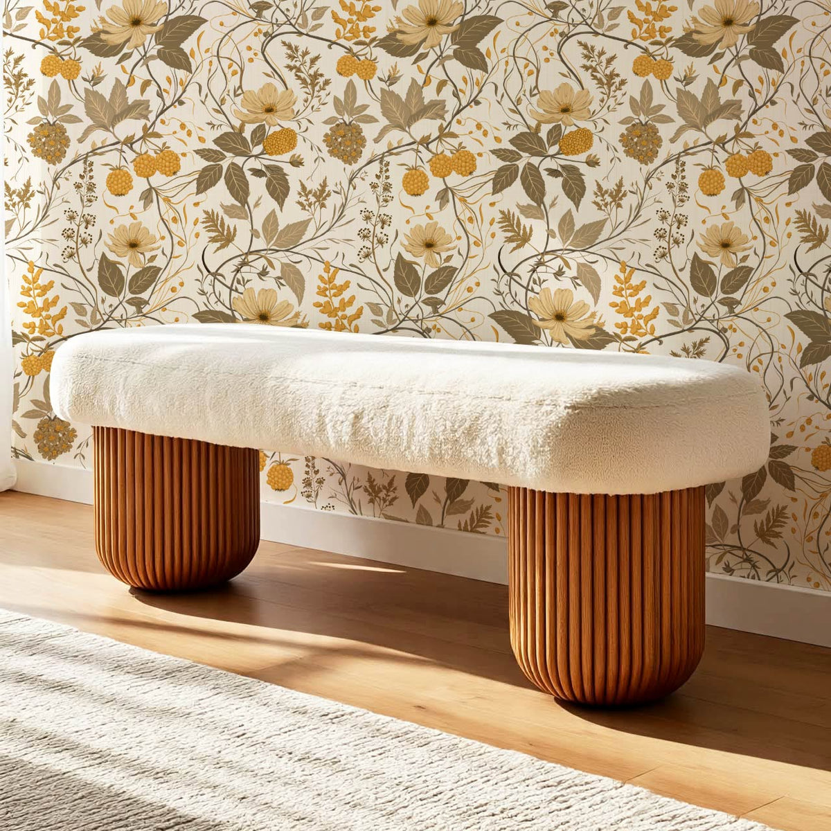 Zenaida Cosmea and Cloudberry Honey Cream Taupe Wallpaper