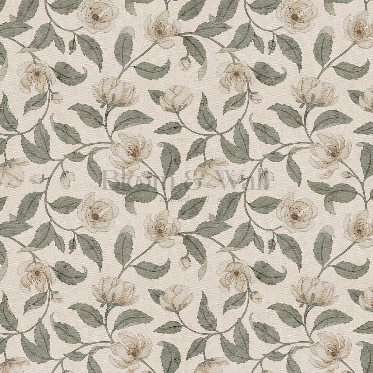 Zoona Garden Ramble Neutral Bone Olive Wallpaper