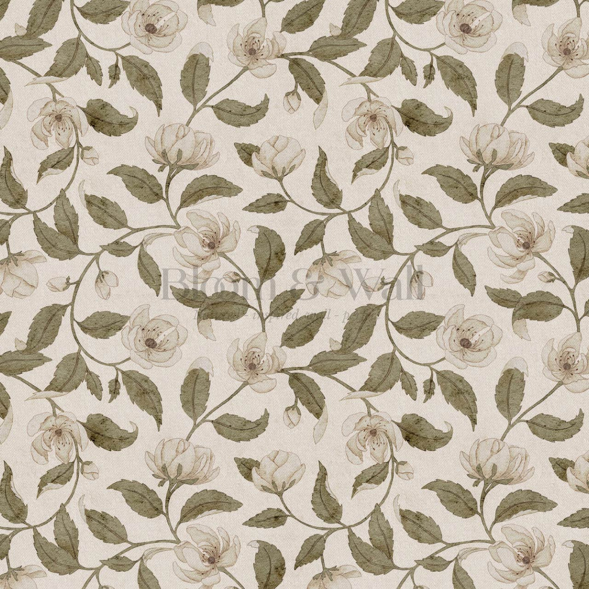 Zoona Garden Ramble Neutral Bone Sage Wallpaper