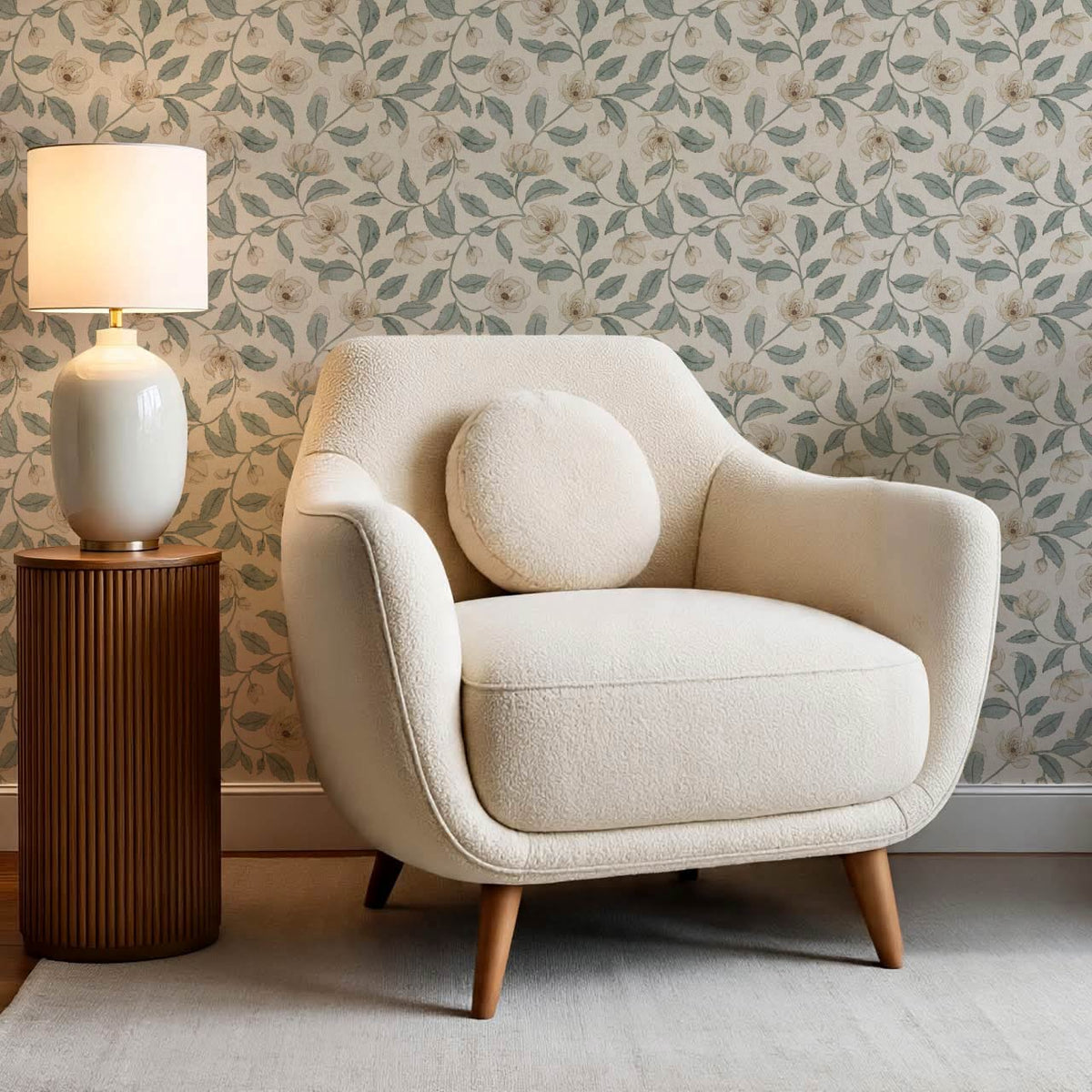 Zoona Garden Ramble Neutral Bone Sea Glass Wallpaper