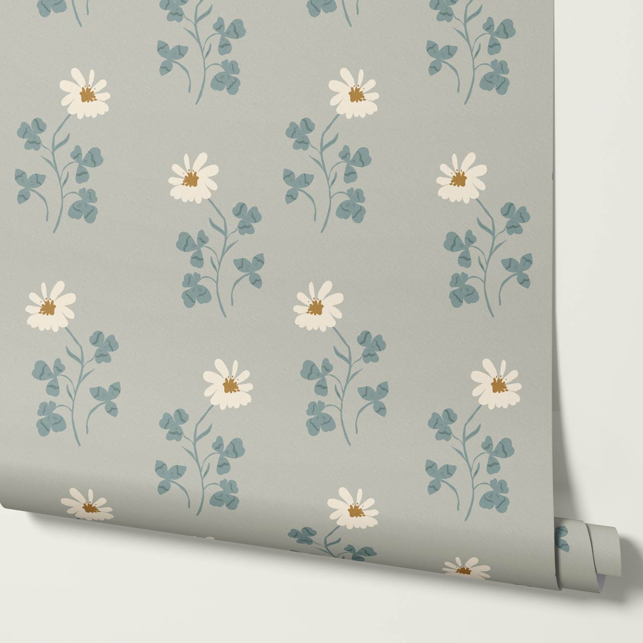 Zulma Daisy Dee Pale Sage Cream Wallpaper