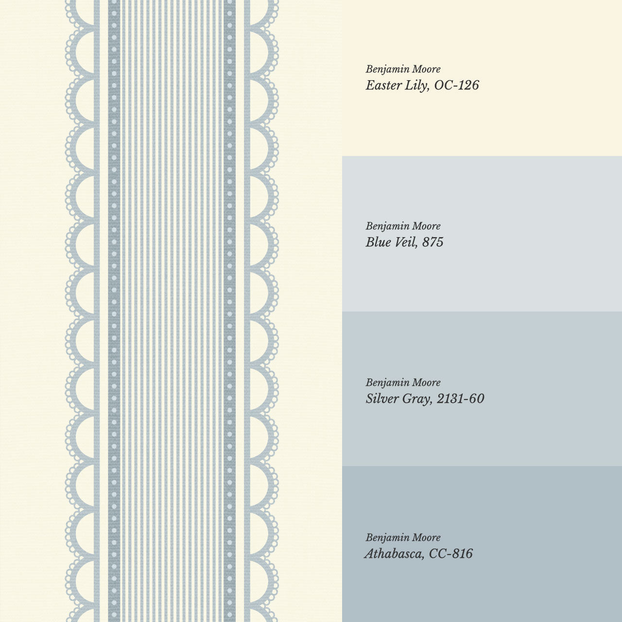 Zuri Scallop Stripes Butter Blue Wallpaper