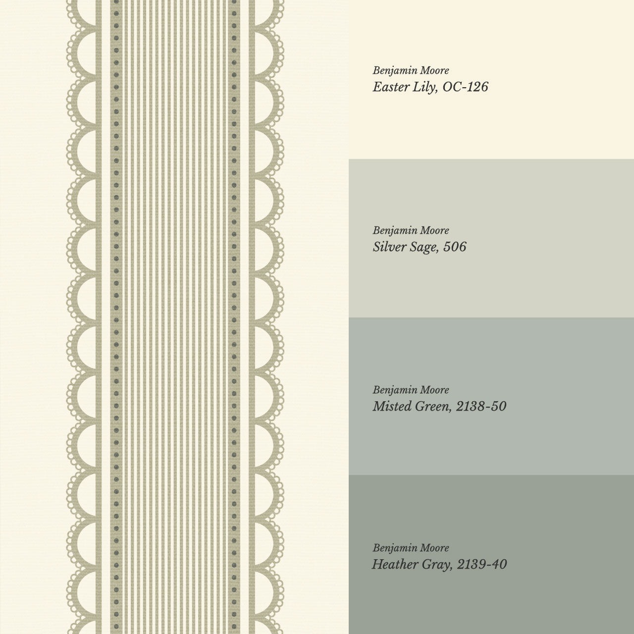 Zuri Scallop Stripes Butter Sage Wallpaper