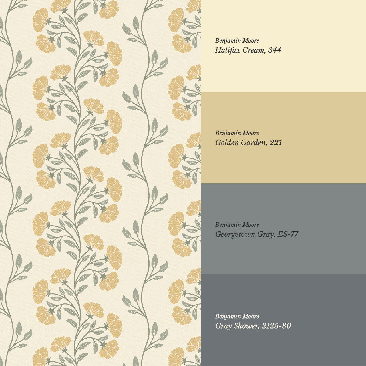 Allegra Floral Vertical Vines Gold Wallpaper