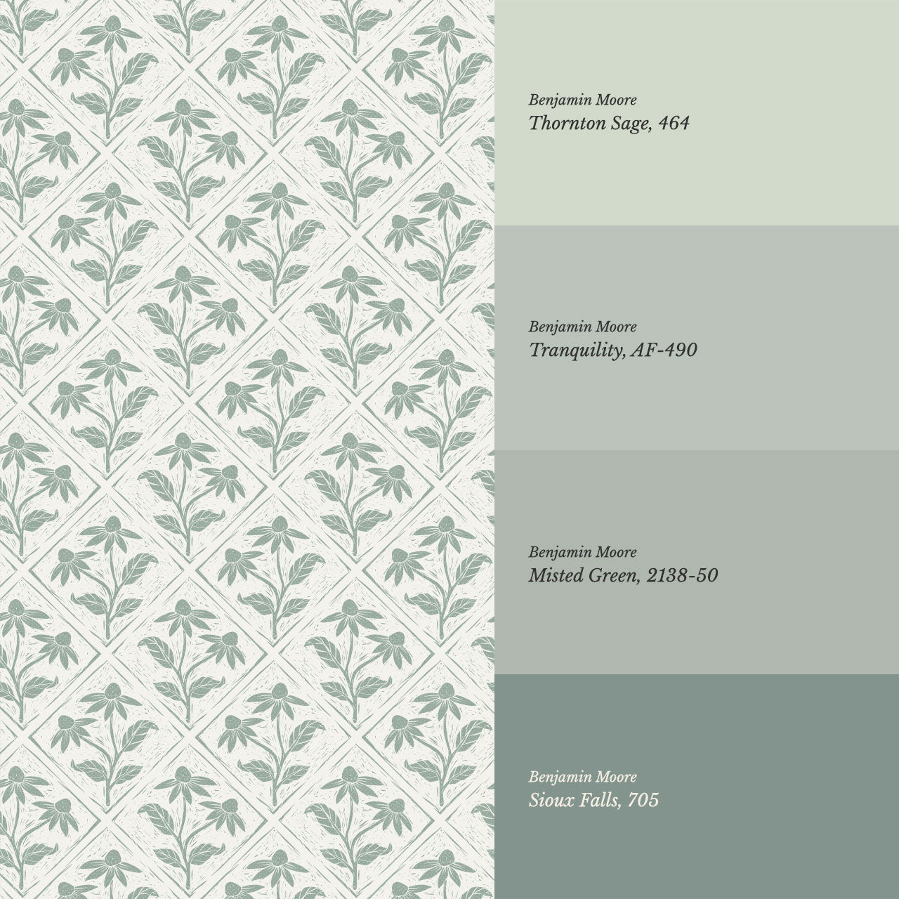 Evangeline Blooms Sage Wallpaper
