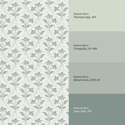 Evangeline Blooms Sage Wallpaper