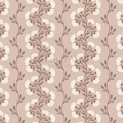 Allegra Floral Vertical Vines Soft Pink Wallpaper