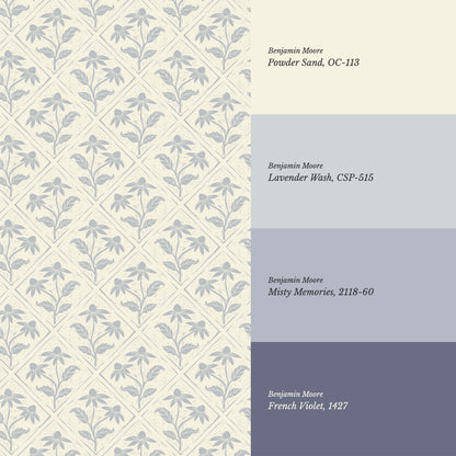 Evangeline Blooms Soft Lavender Wallpaper