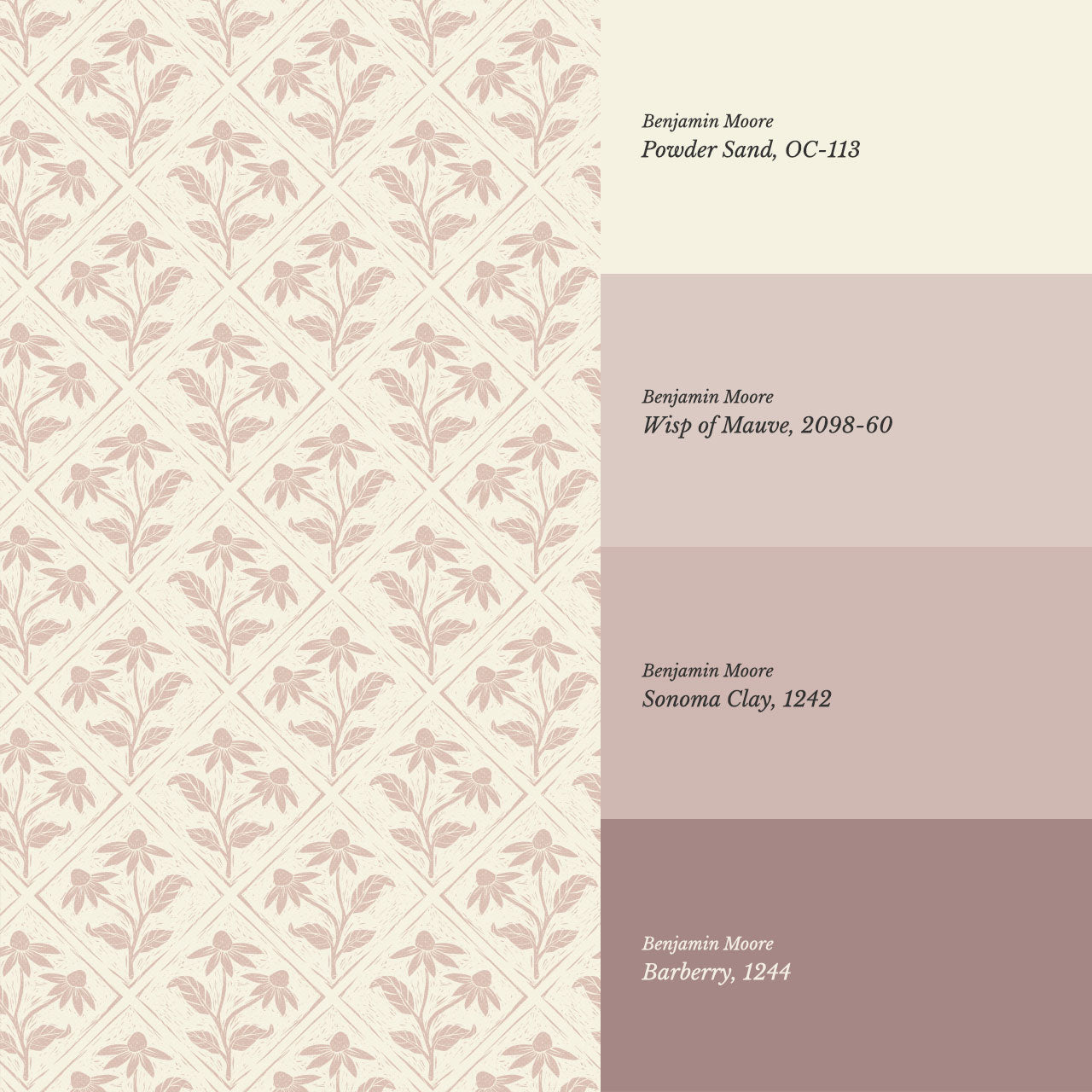 Evangeline Blooms Soft Pink Wallpaper