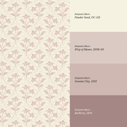 Evangeline Blooms Soft Pink Wallpaper
