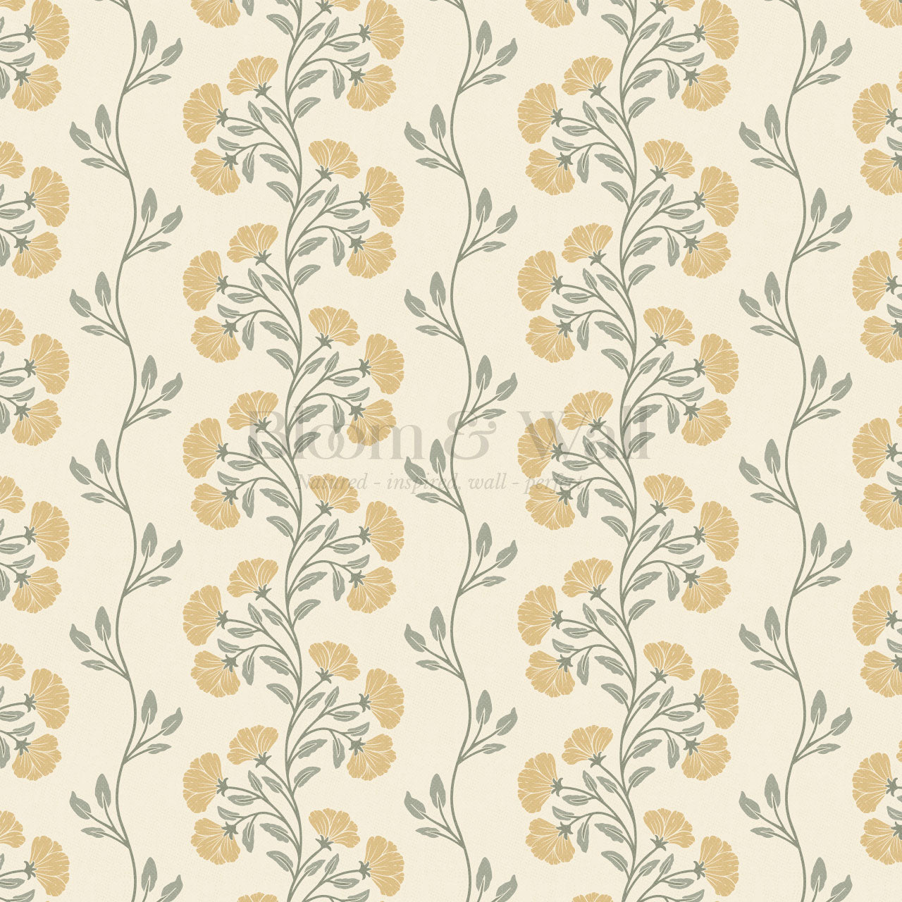 Allegra Floral Vertical Vines Gold Wallpaper