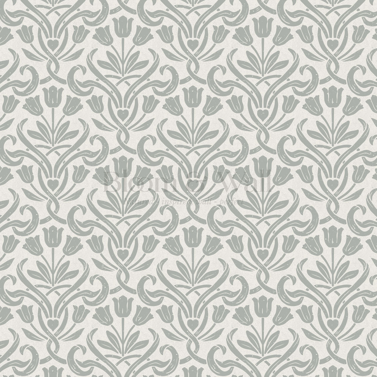April Tulips Heart Damask Blue Gray Wallpaper