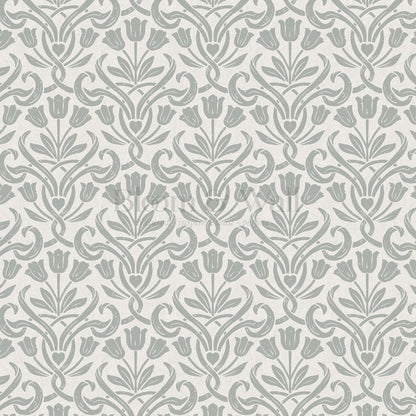 April Tulips Heart Damask Blue Gray Wallpaper