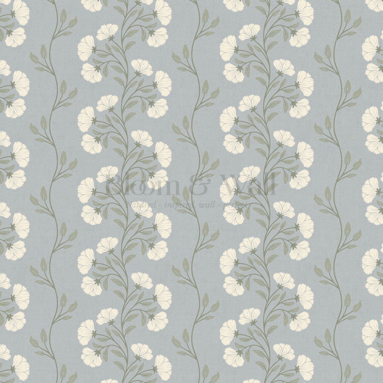 Allegra Floral Vertical Vines Silver Sand Wallpaper