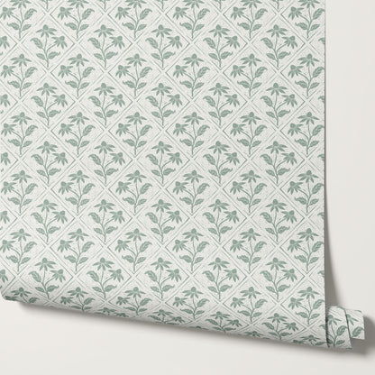 Evangeline Blooms Sage Wallpaper