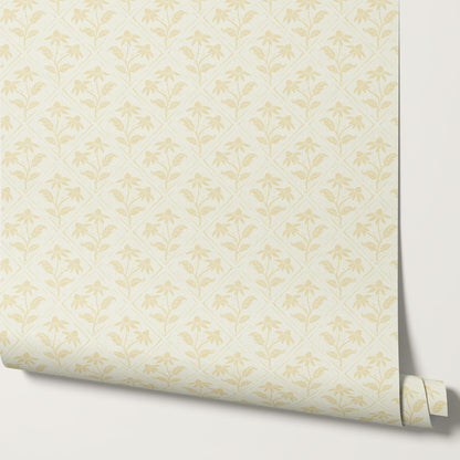 Evangeline Blooms Soft Yellow Wallpaper