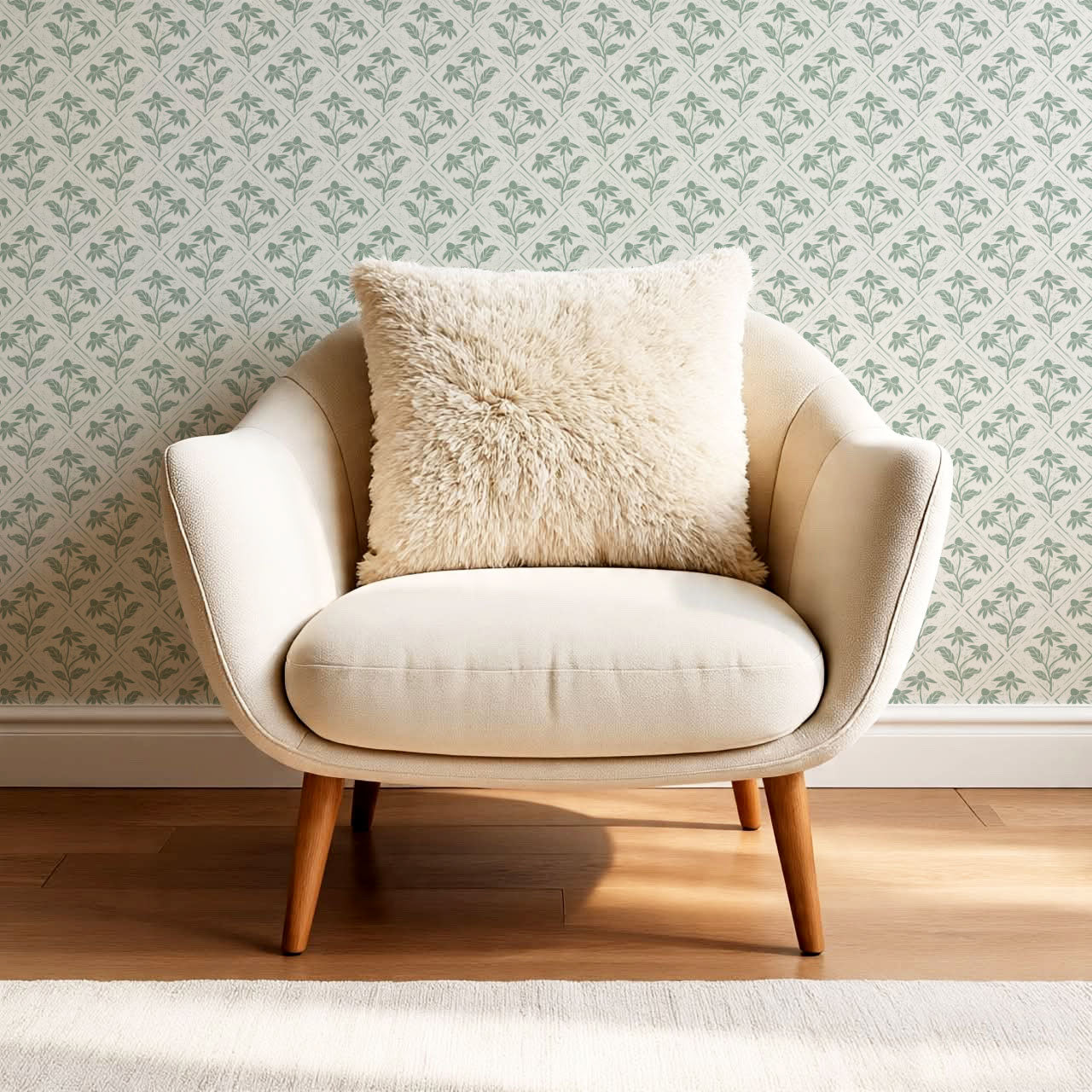 Evangeline Blooms Sage Wallpaper