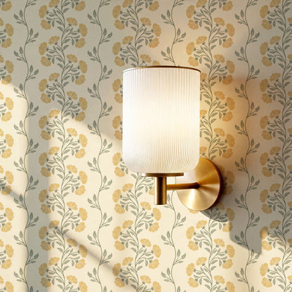Allegra Floral Vertical Vines Gold Wallpaper