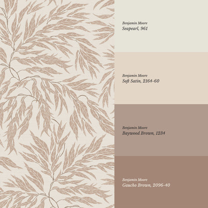 Abby Eucalyptus Leaves Beige Clay Wallpaper