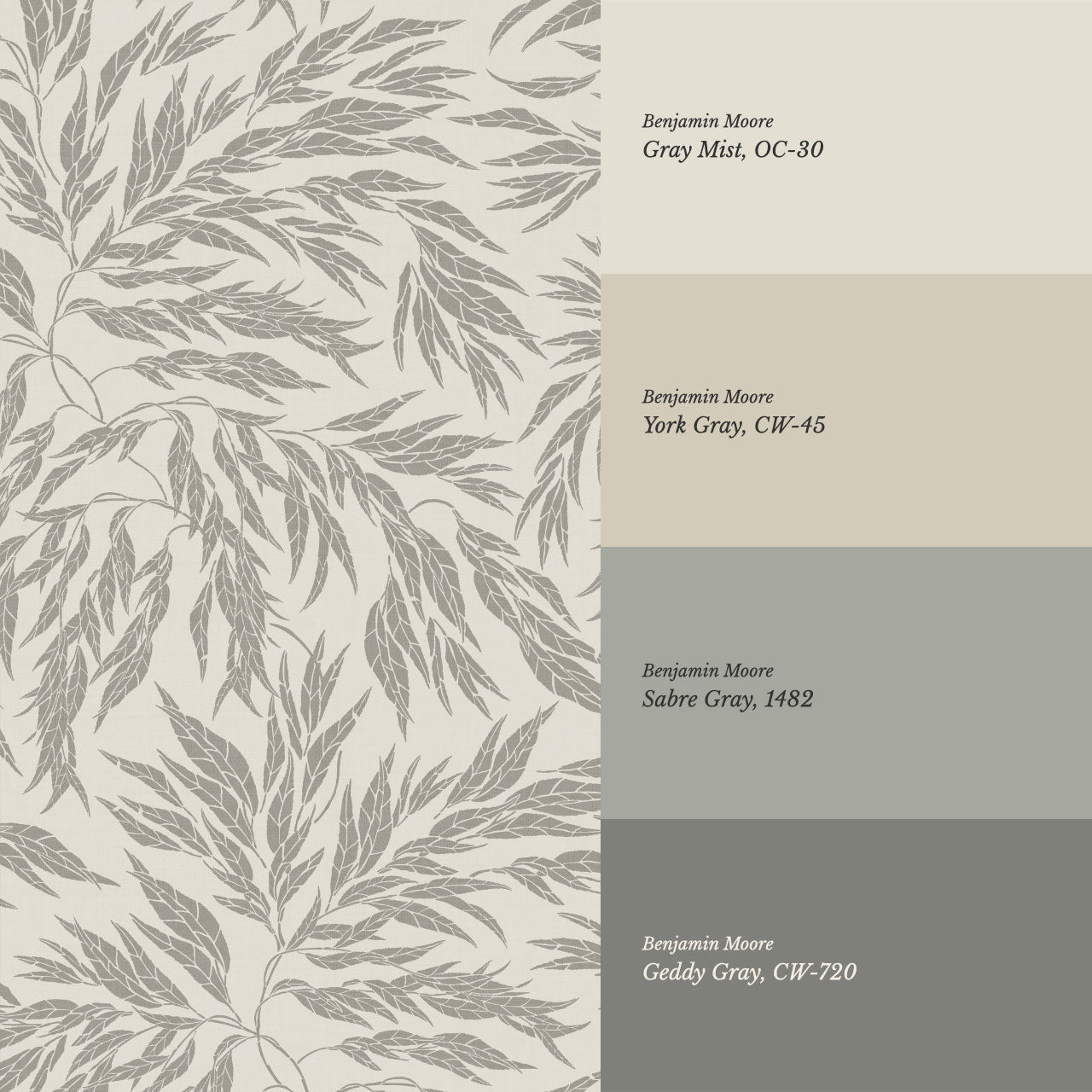 Abby Eucalyptus Leaves Stone Gray Wallpaper
