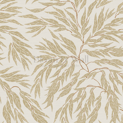 Abby Eucalyptus Leaves Olive Wallpaper