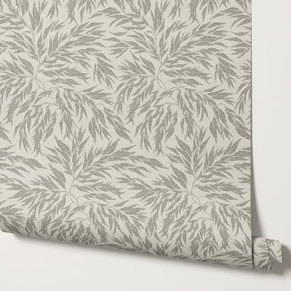 Abby Eucalyptus Leaves Stone Gray Wallpaper