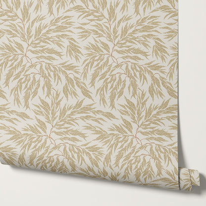 Abby Eucalyptus Leaves Olive Wallpaper
