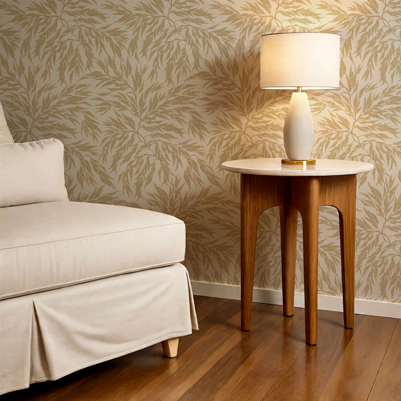 Abby Eucalyptus Leaves Olive Wallpaper
