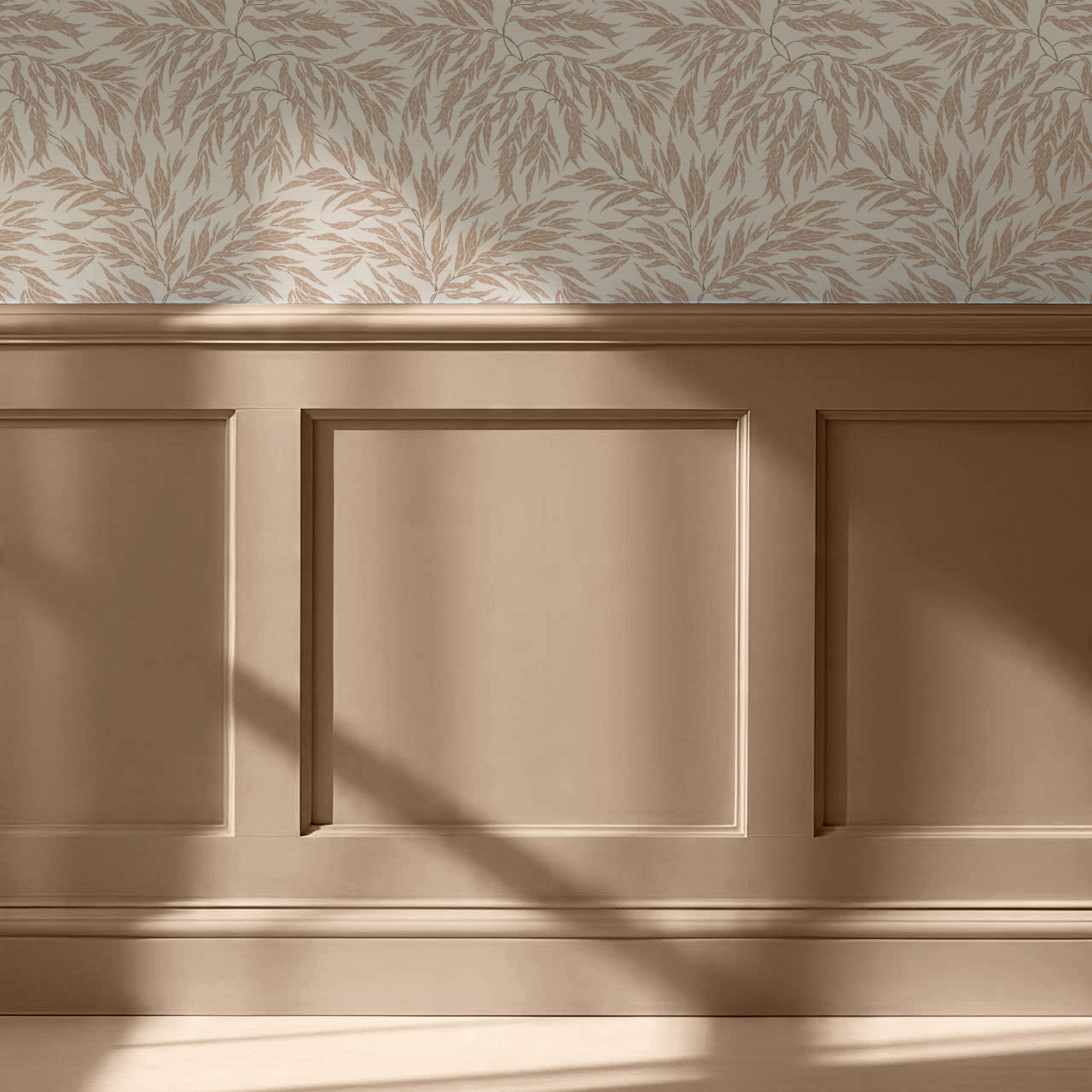 Abby Eucalyptus Leaves Beige Clay Wallpaper
