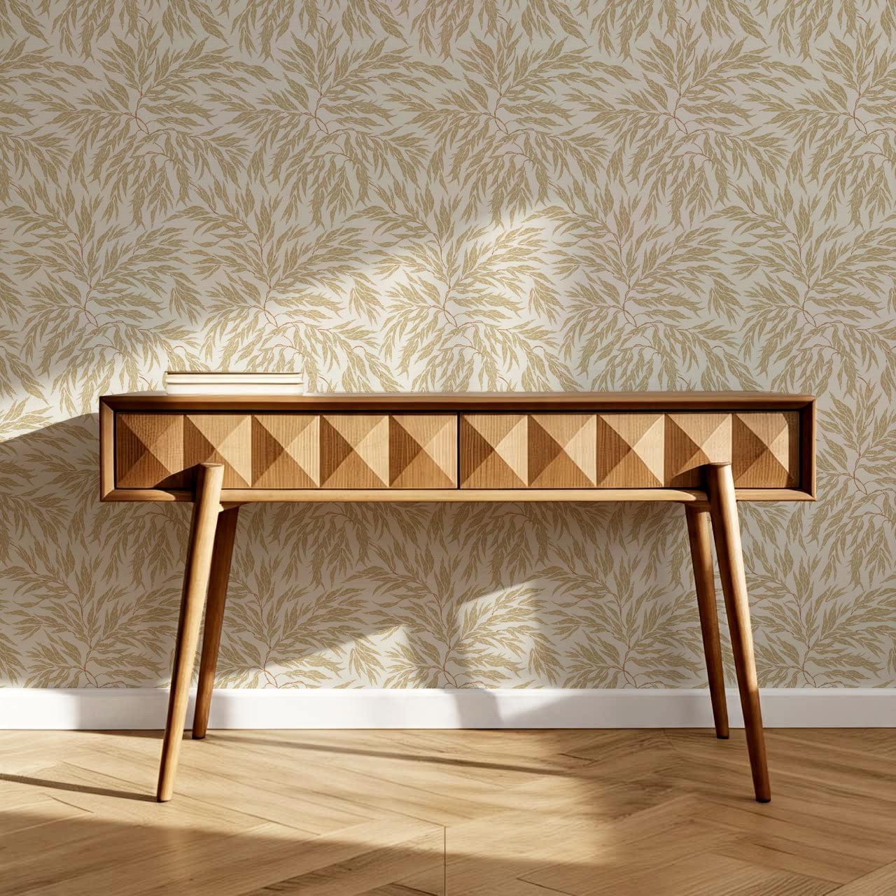 Abby Eucalyptus Leaves Olive Wallpaper