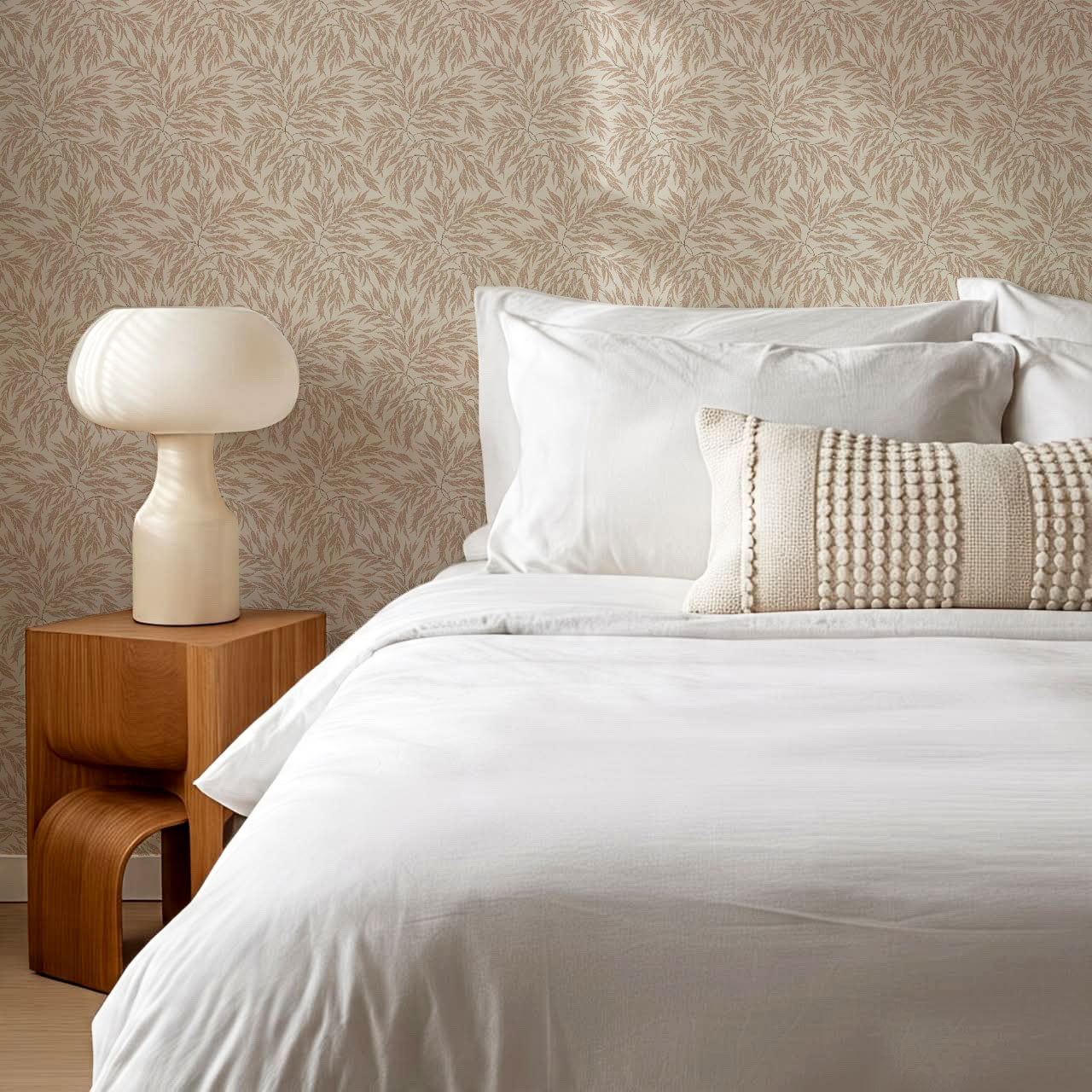 Abby Eucalyptus Leaves Beige Clay Wallpaper