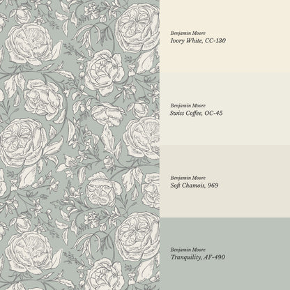 Ada Blooming Filigree Pale Sage Wallpaper