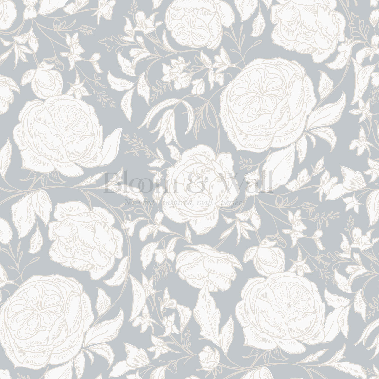 Ada Blooming Filigree French Blue Wallpaper