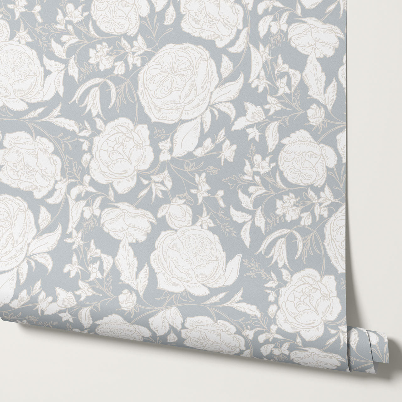 Ada Blooming Filigree French Blue Wallpaper