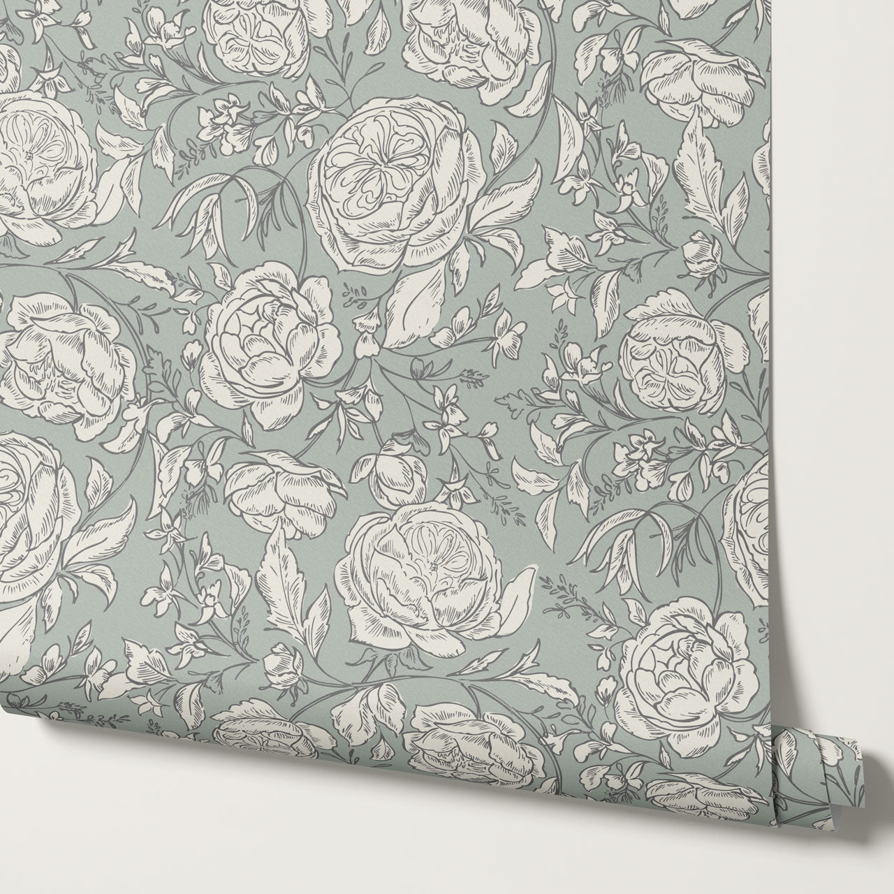 Ada Blooming Filigree Pale Sage Wallpaper