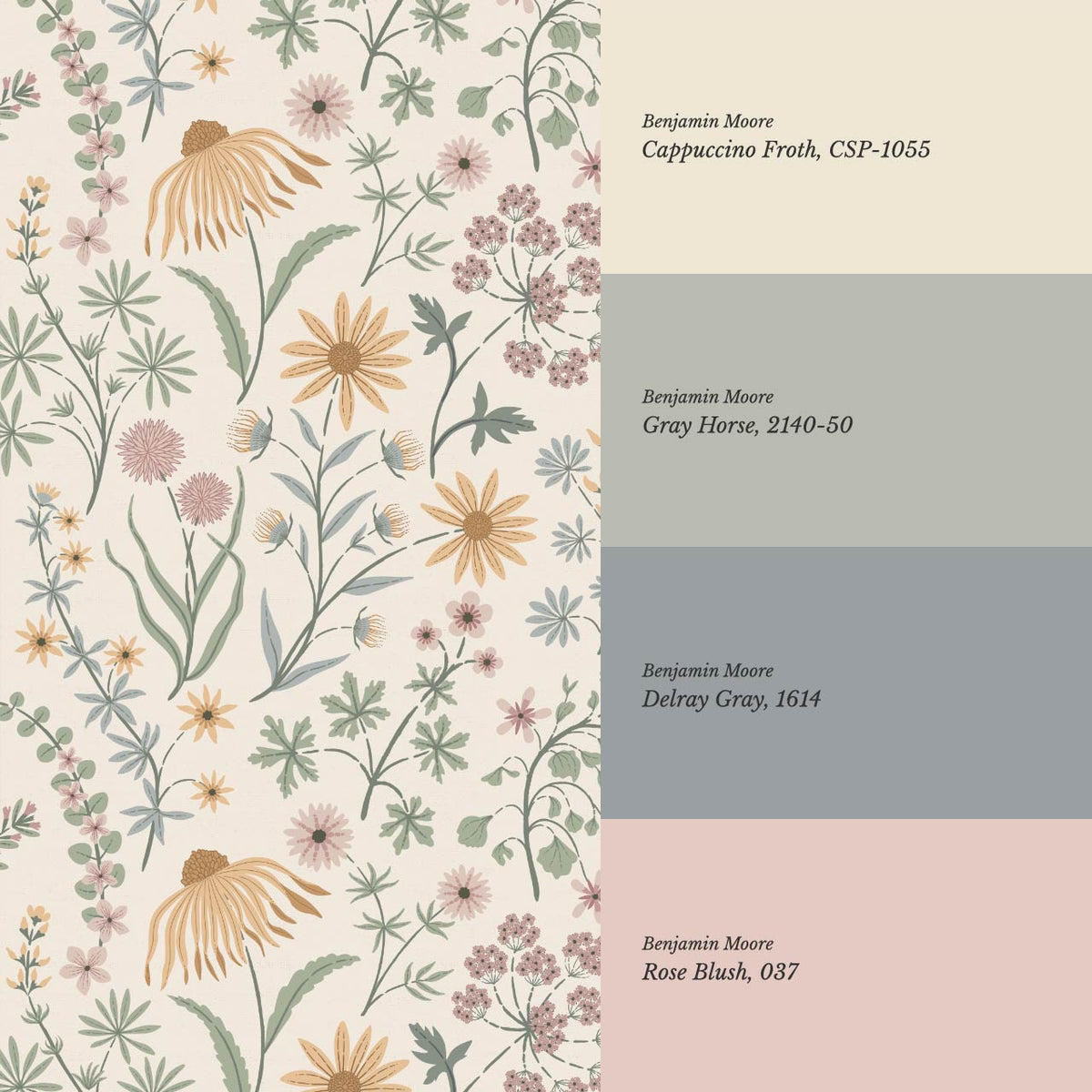 Ada Wildflower Herbarium Ivory Pastel Wallpaper