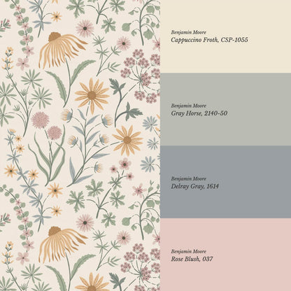 Ada Wildflower Herbarium Ivory Pastel Wallpaper