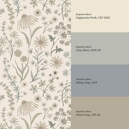 Ada Wildflower Herbarium Neural Beige Wallpaper