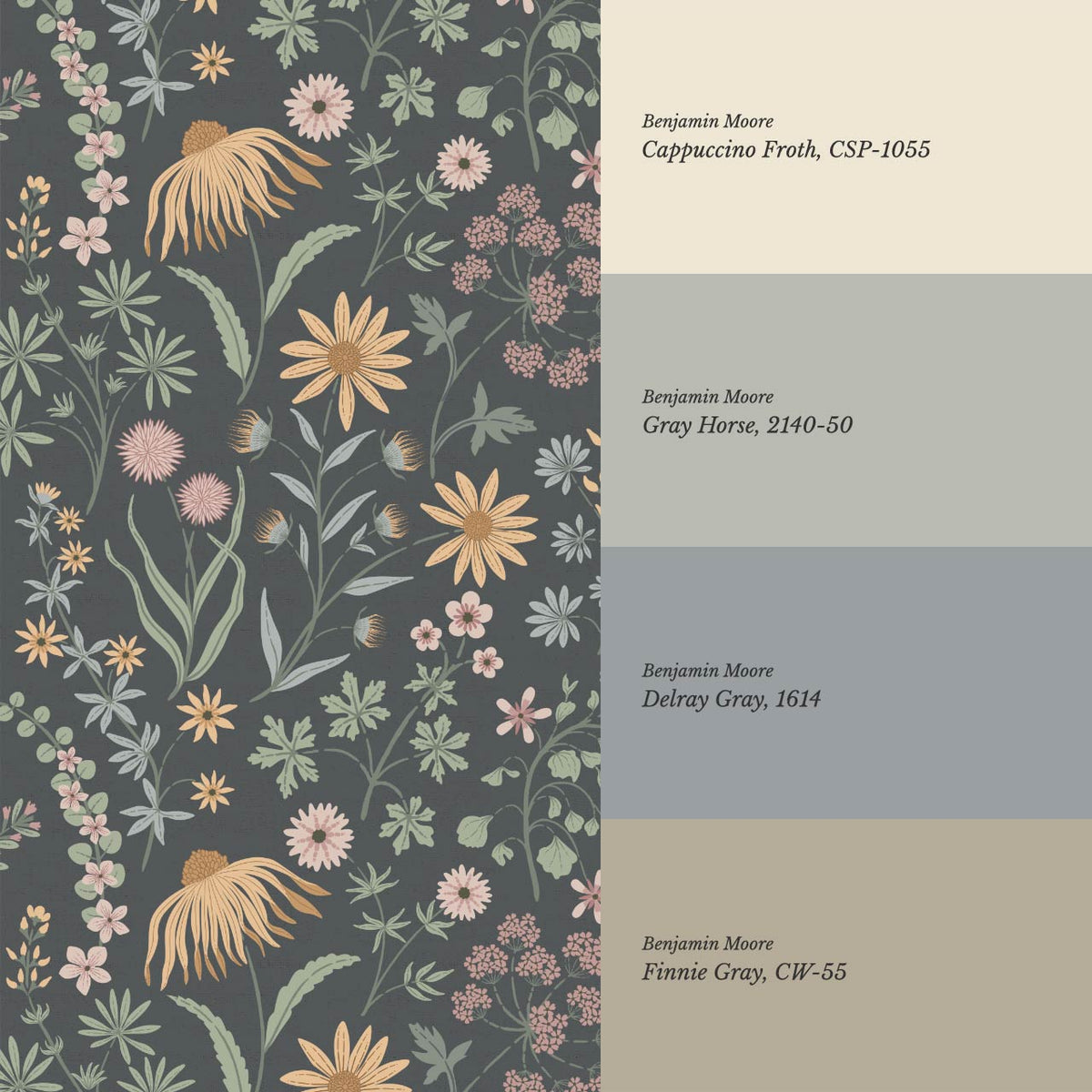 Ada Wildflower Herbarium Slate Mauve Honey Wallpaper