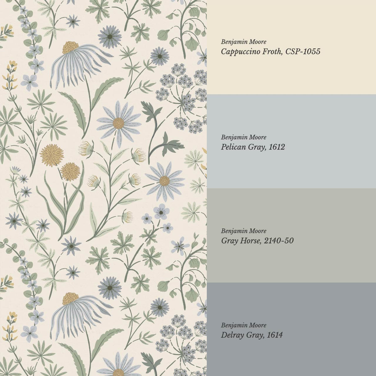 Ada Wildflower Herbarium Ivory Sky Pastel Wallpaper