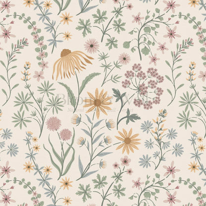 Ada Wildflower Herbarium Ivory Pastel Wallpaper