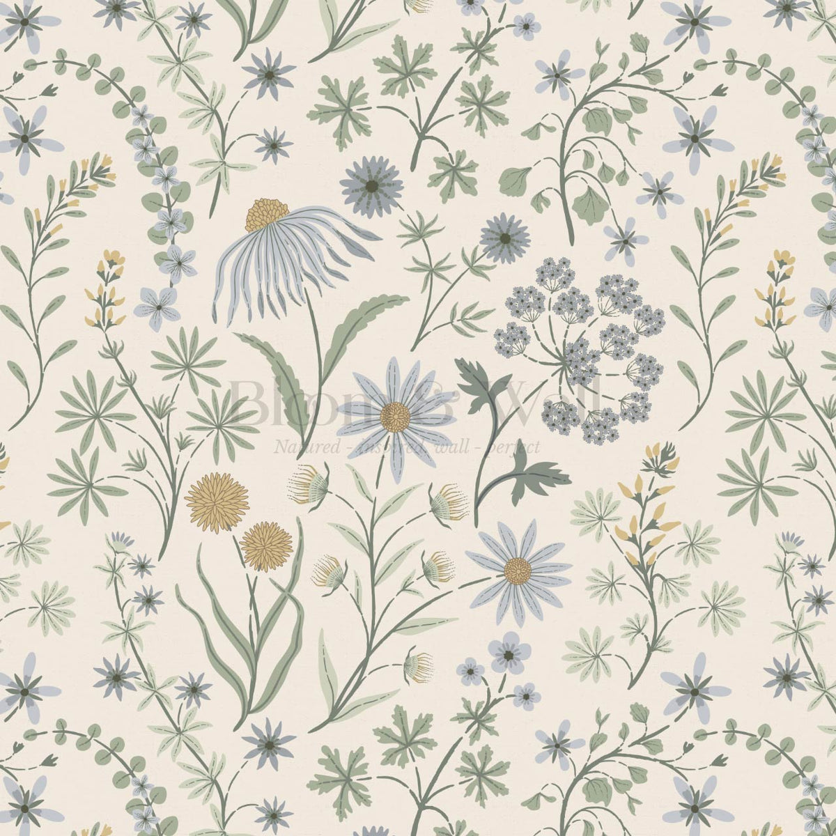 Ada Wildflower Herbarium Ivory Sky Pastel Wallpaper