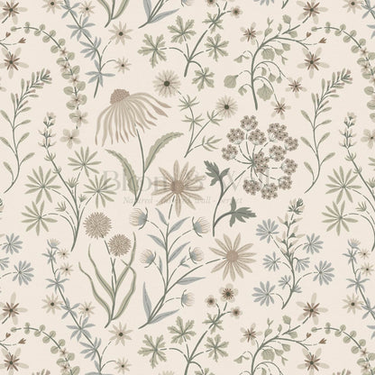 Ada Wildflower Herbarium Neural Beige Wallpaper