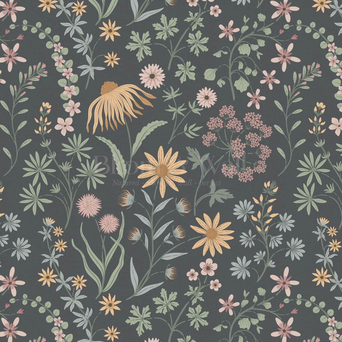 Ada Wildflower Herbarium Slate Mauve Honey Wallpaper