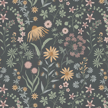 Ada Wildflower Herbarium Slate Mauve Honey Wallpaper