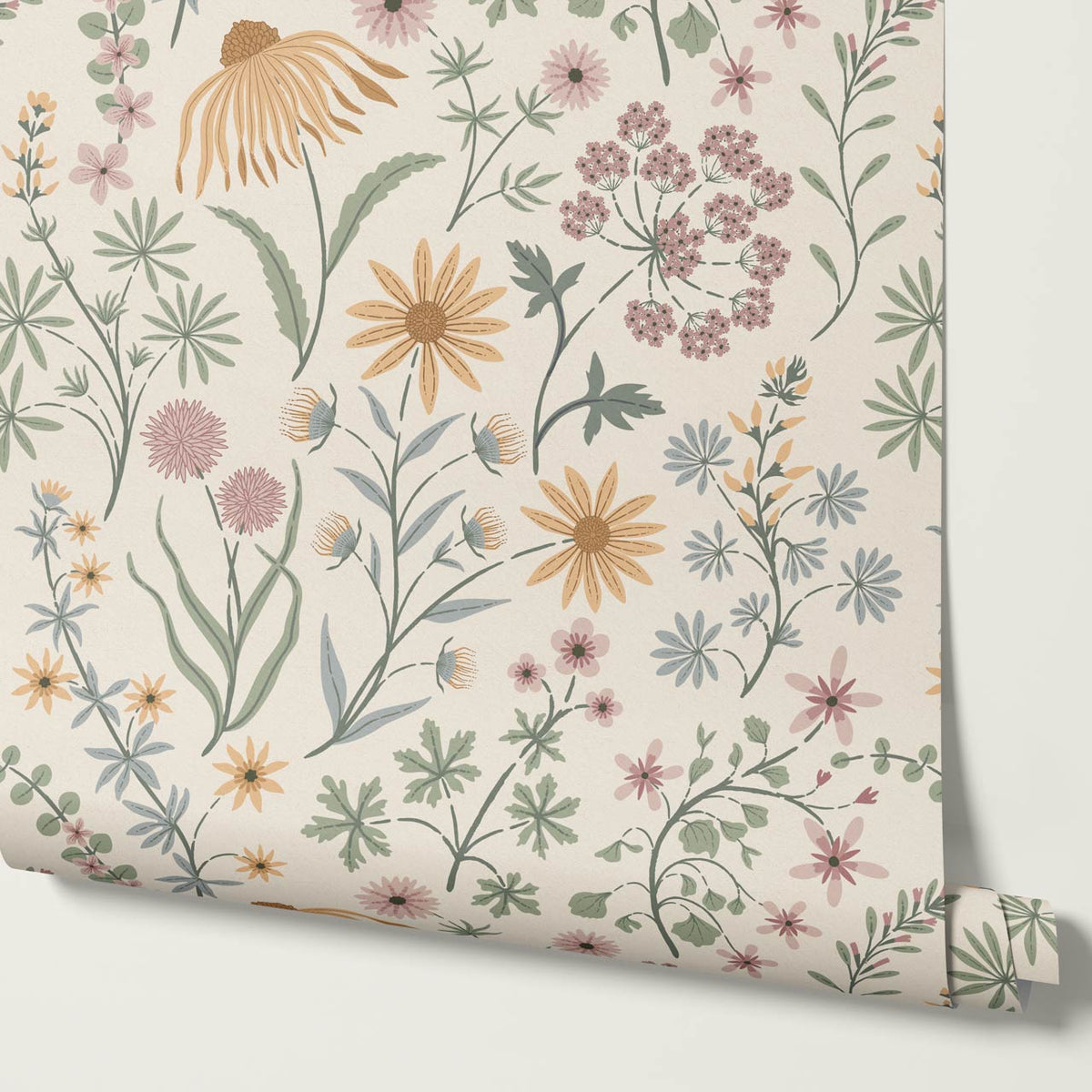 Ada Wildflower Herbarium Ivory Pastel Wallpaper